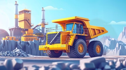 gold mining site flat design front view resource extraction animation vivid