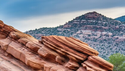 closeup of rich colors layers and textures of red rock in utah