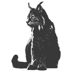 Obraz premium Silhouette bobcat animal black color only
