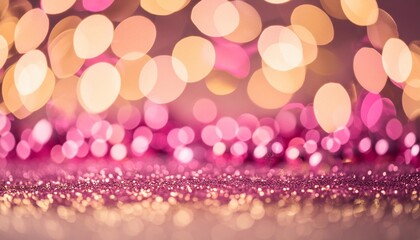 abstract christmas bokeh background gold pink blurred glitter lights banner header panorama