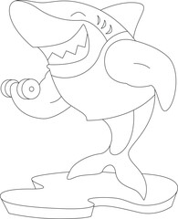 Shark Bodybuilding Dumbbell Animal Vector Graphic Art Illustration
