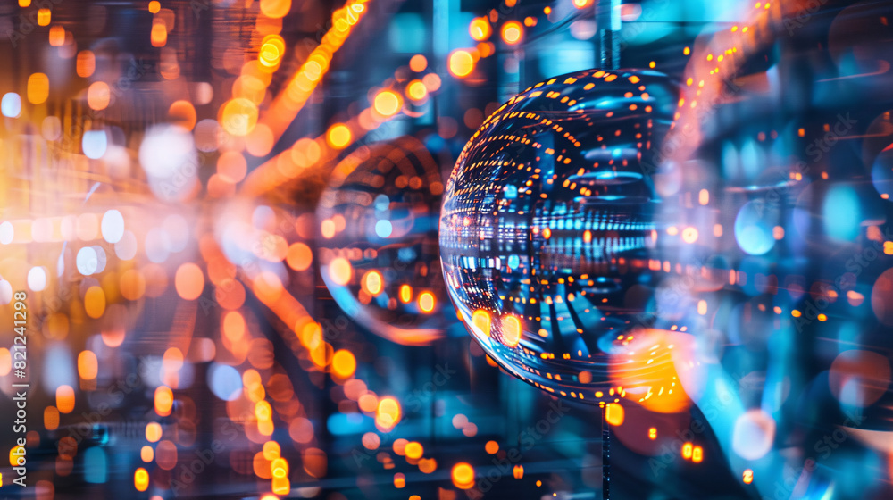 Aufkleber data flow in futuristic server room. abstract image depicting data transfer in a highly advanced and
