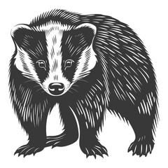 Fototapeta premium Silhouette badger animal black color only