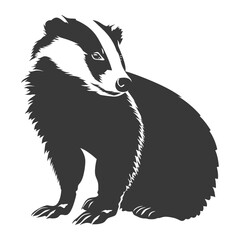 Silhouette badger animal black color only