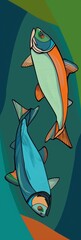 Vibrant Twin Sardine Fish Illustration on Abstract Background