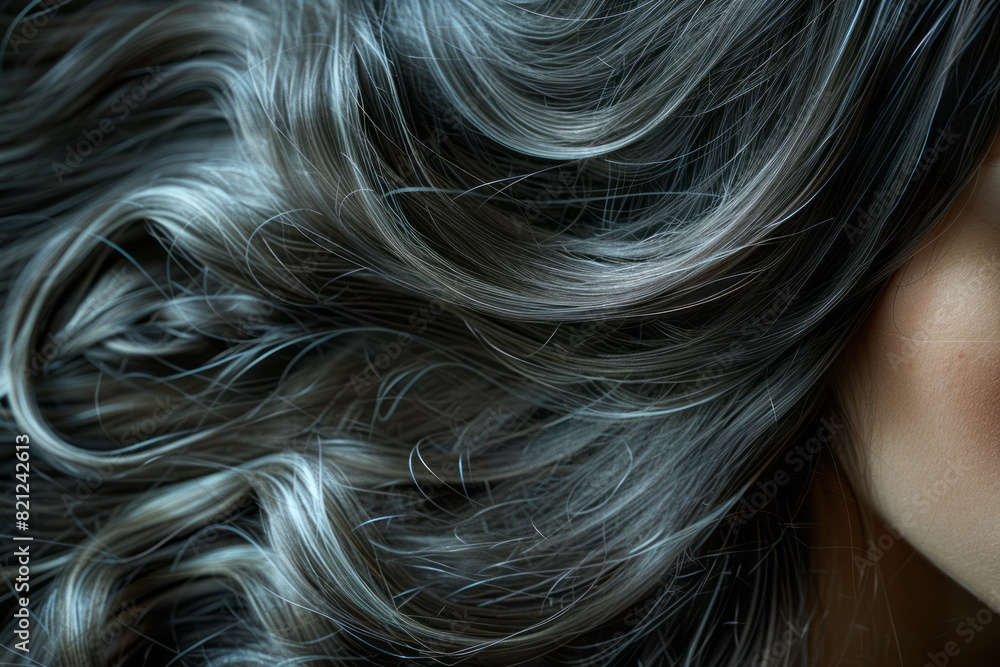 Aufkleber strands of hair resembling the rings of saturn, with intricate patterns and shimmering textures crea