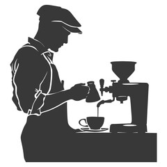Silhouette barista in action full body black color only