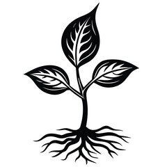 A sprout with 3 leave  flying around it.eps