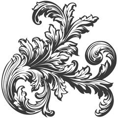 Fototapeta premium Silhouette Baroque ornament with filigree floral element black color only
