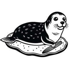 baikal seal nerpa lying vector silhouette illustration.eps