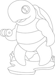 Turtle Bodybuilding Dumbbell Animal Vector Graphic Art Illustration