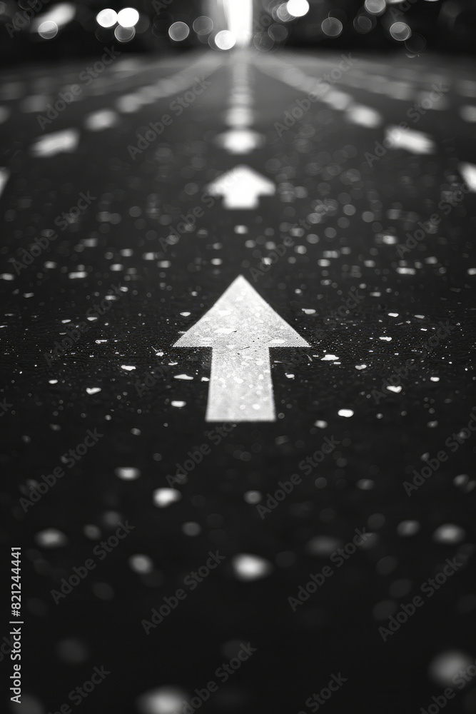 Poster A grid of black and white arrows, all pointing in different directions to create a sense of chaos and movement,