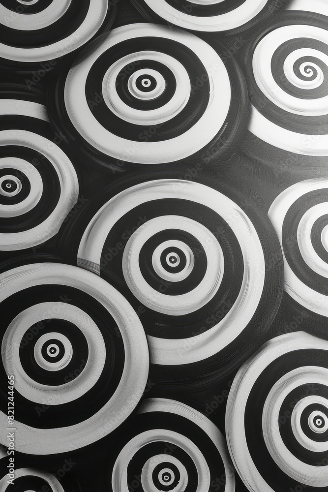 Aufkleber an arrangement of black and white spirals, interlocking to form a hypnotic and mesmerizing pattern,