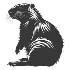 Silhouette beaver animal black color only