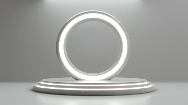 Round stage with white light for product display AIG535