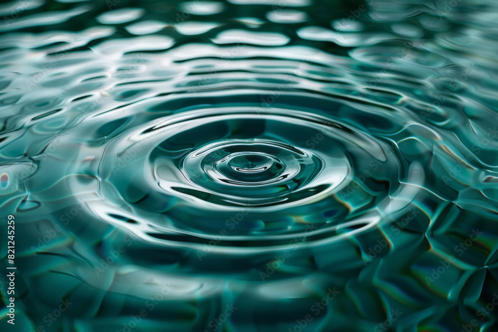 Aufkleber Concentric circles with a gradient transition from icy white to deep teal, creating a sense of coolness and tranquility,