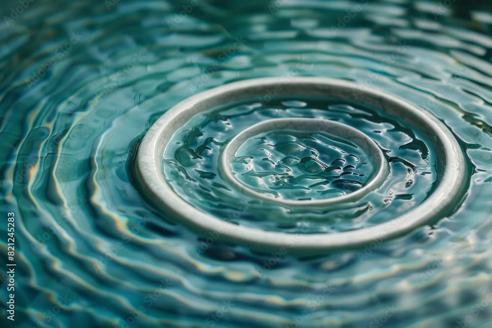 Aufkleber Concentric circles with a gradient transition from icy white to deep teal, creating a sense of coolness and tranquility,