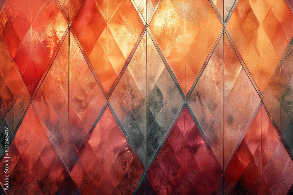 Fototapete a pattern of diamonds with gradients moving from light peach to burnt orange, adding warmth and ener