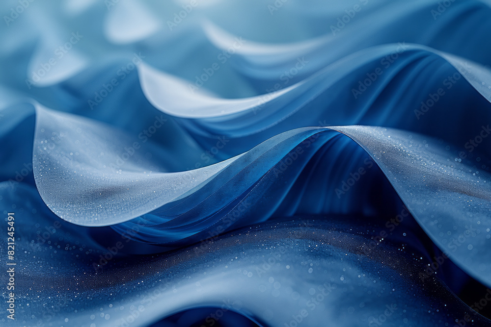 Aufkleber Wavy lines with a gradient transition from pastel blue to deep indigo, creating a sense of fluidity and motion,