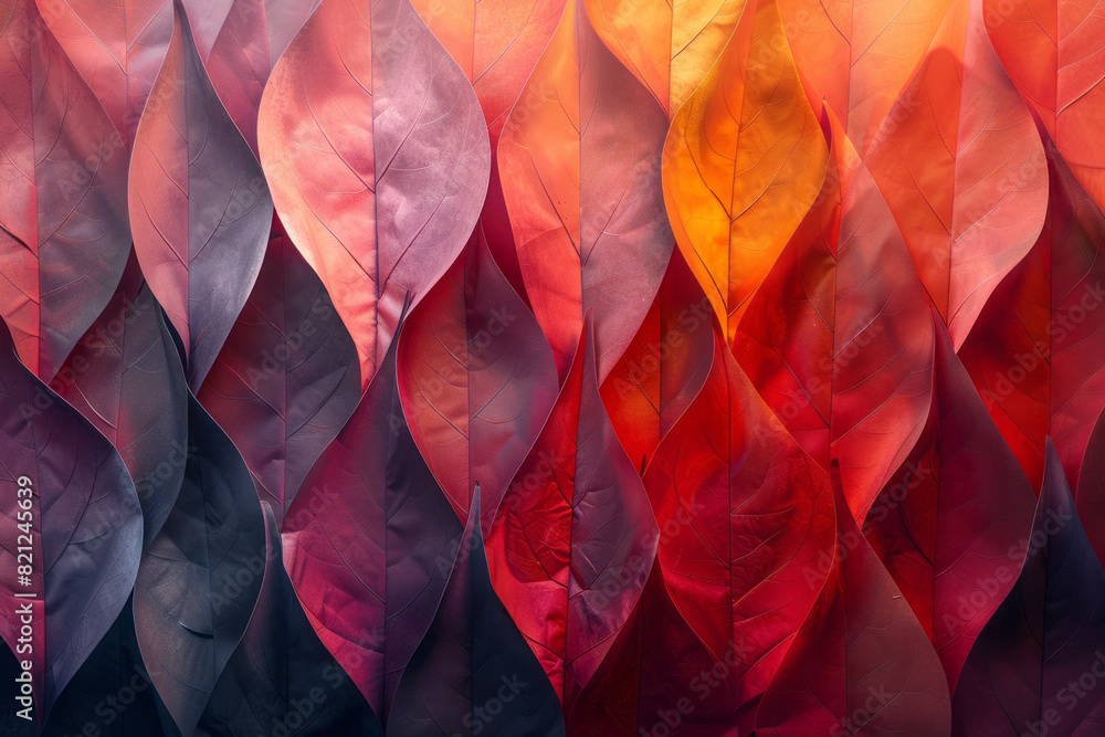 Leinwandbilder A pattern of overlapping ellipses with a gradient from light coral to deep red, adding warmth and intensity,