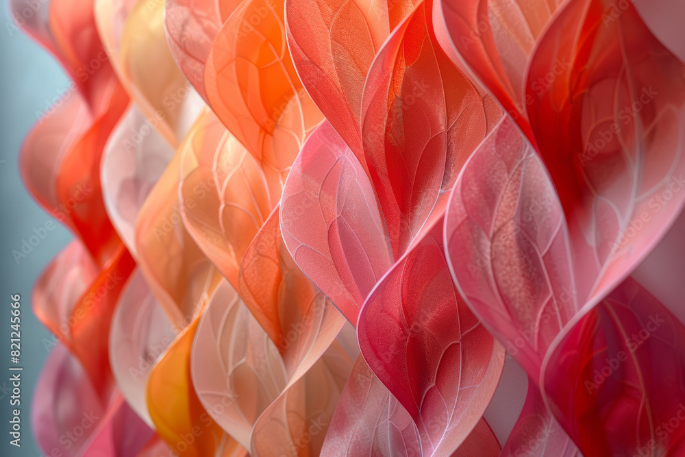 Fototapete A pattern of overlapping ellipses with a gradient from light coral to deep red, adding warmth and intensity,