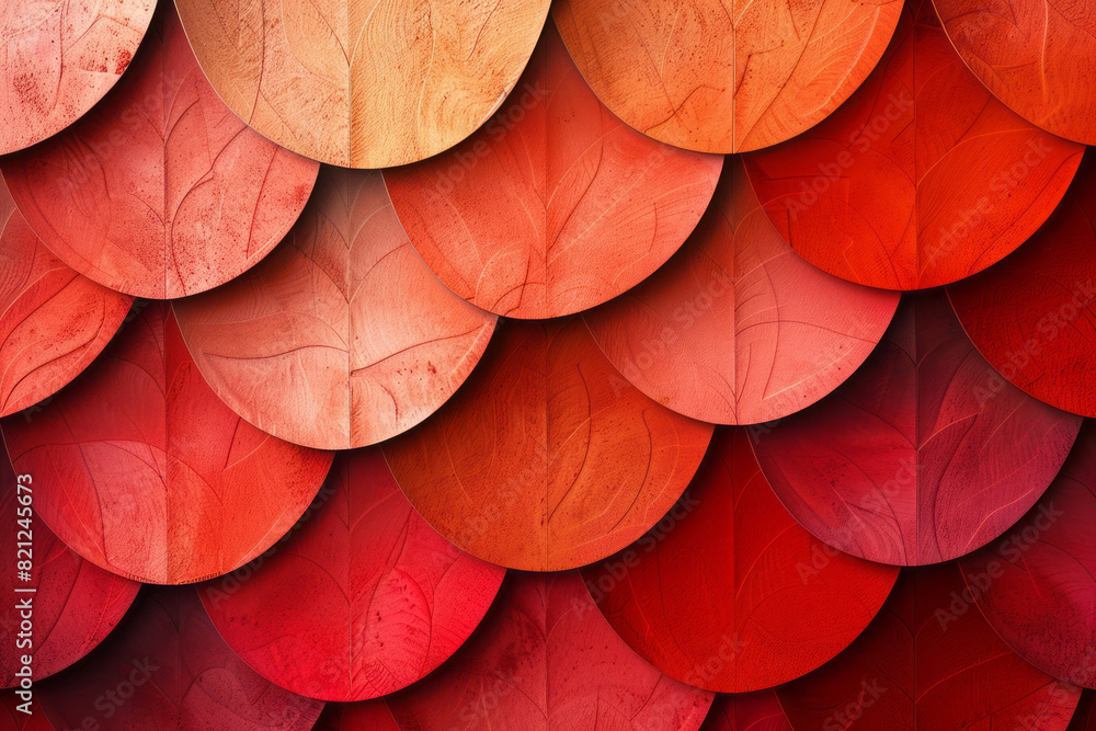 Leinwandbilder A pattern of overlapping ellipses with a gradient from light coral to deep red, adding warmth and intensity,