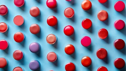 Different arrangements and groupings of lipsticks to create interesting and eye-catching compositions generative ai