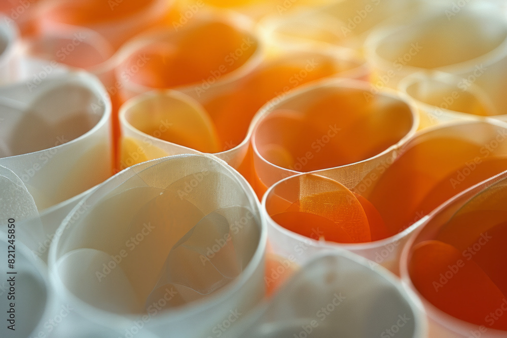 Poster a pattern of ovals with a gradient from soft peach to deep orange, adding a sense of warmth and ener