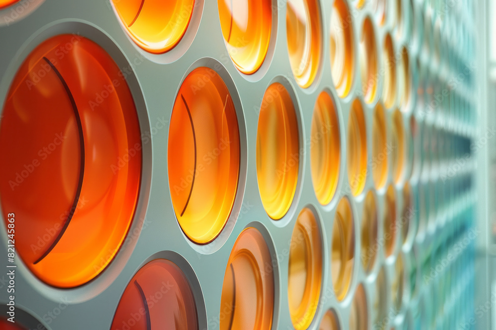 Poster a pattern of ovals with a gradient from soft peach to deep orange, adding a sense of warmth and ener