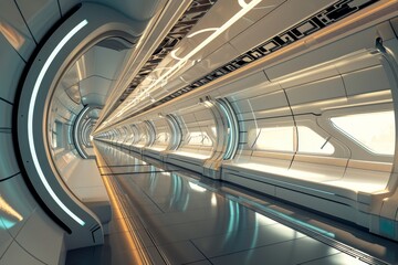 Obraz premium Futuristic concept of hyperloop travel concept, Ai generated