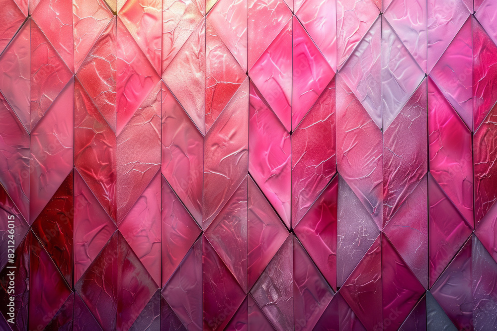Poster A grid of rhombuses with a gradient from pale pink to dark fuchsia, adding a touch of boldness and vibrancy,