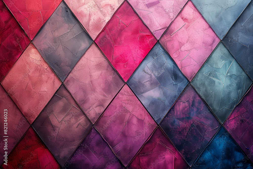Poster a grid of rhombuses with a gradient from pale pink to dark fuchsia, adding a touch of boldness and v