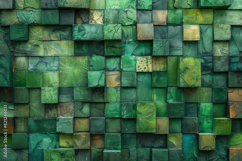 Leinwandbilder concentric squares with gradients from light green to deep pine, creating a sense of growth and harm