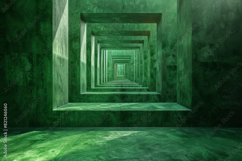 Leinwandbilder concentric squares with gradients from light green to deep pine, creating a sense of growth and harm