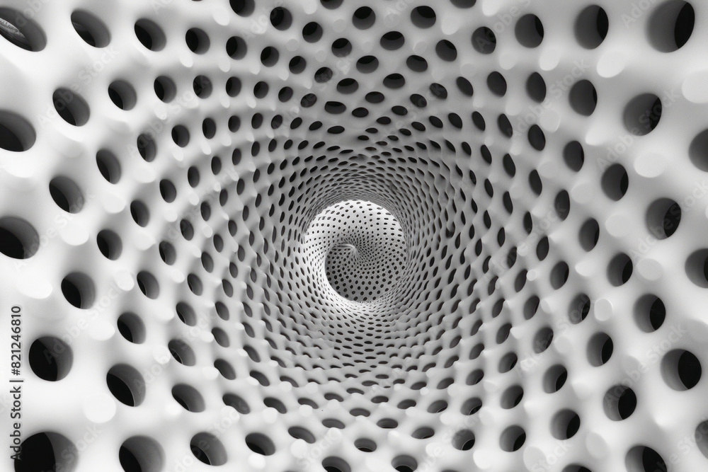 Poster dots arranged in a spiral, with lines connecting every second dot, forming a geometric floral patter