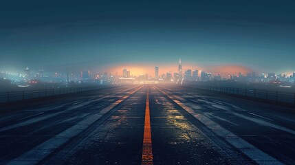 Obraz premium asphalt highway road and city skyline background. concept of car sale, auto, automobile, automotive empty space, shop or store. 