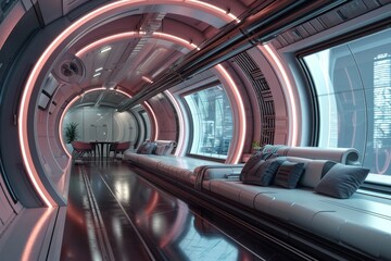 Obraz premium Futuristic concept of hyperloop travel concept, Ai generated