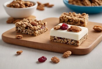Fototapeta premium Healthy Granola Yogurt Bars with Fresh Berries