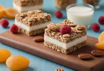 Healthy Granola Yogurt Bars with Fresh Berries