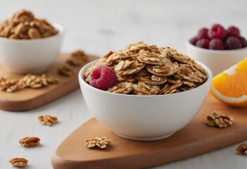Fototapeta premium Healthy Granola Yogurt Bars with Fresh Berries