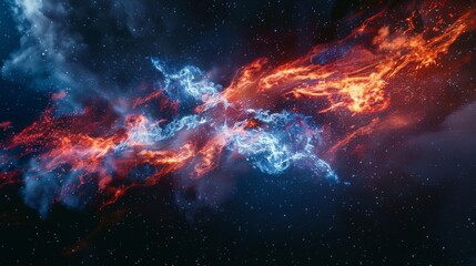 Obraz premium Vibrant fire and smoke backdrop in red and blue hues