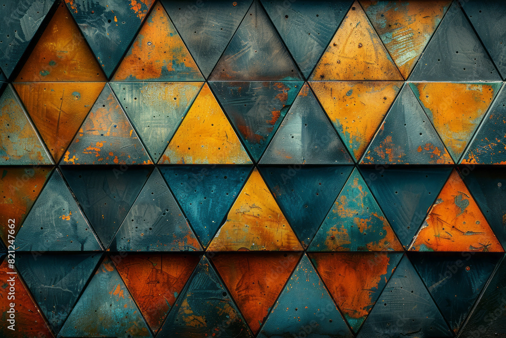 Aufkleber Triangles arranged in a repeating zigzag pattern, creating a dynamic and energetic background,