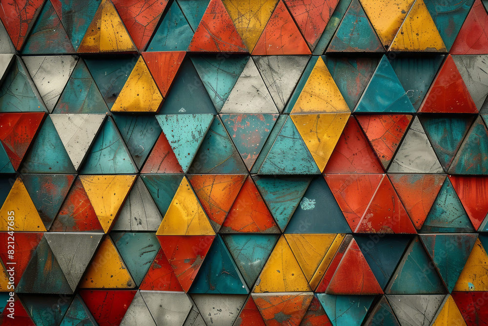 Leinwandbilder Triangles arranged in a repeating zigzag pattern, creating a dynamic and energetic background,