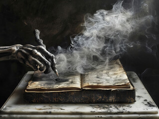 Macabre black magic still life