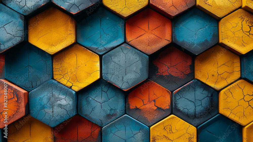 Fototapete A pattern of hexagons with a subtle texture overlay, adding a tactile quality to a flat design,