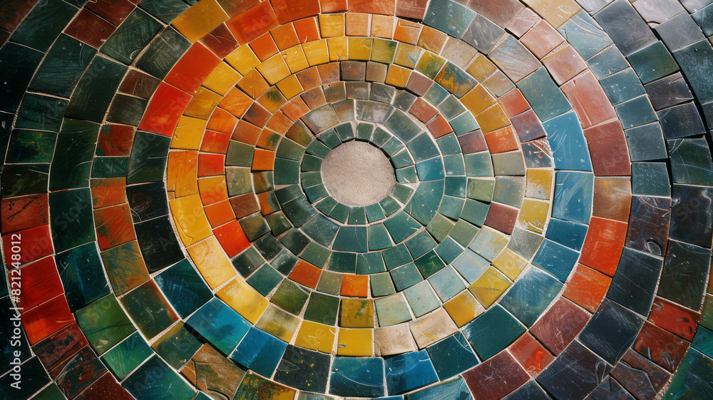 Aufkleber Squares in a radial grid pattern, with colors transitioning outward from a central point, creating a focal point,