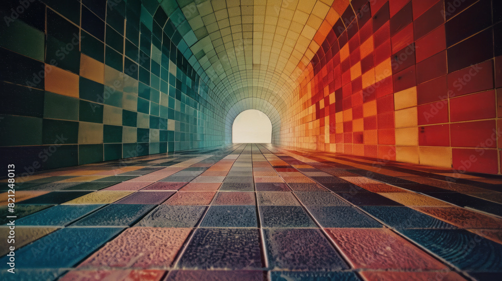 Poster Squares in a radial grid pattern, with colors transitioning outward from a central point, creating a focal point,