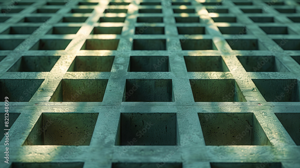 Poster Squares with a drop shadow effect, arranged in a grid to create a sense of depth and dimension,