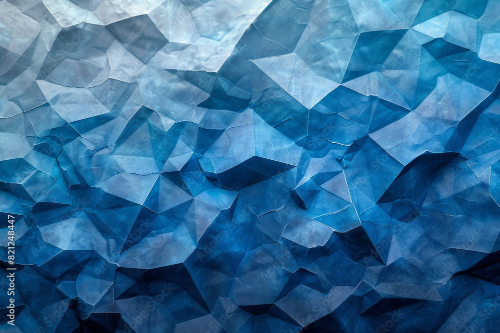 Aufkleber minimalist illustration featuring irregular polygons in different shades of blue, arranged to create