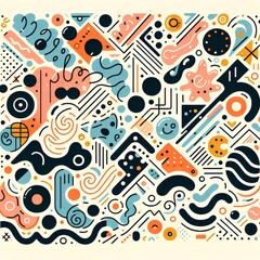 The artwork features a vibrant and playful pattern that capture the essence of modern abstract art. 
